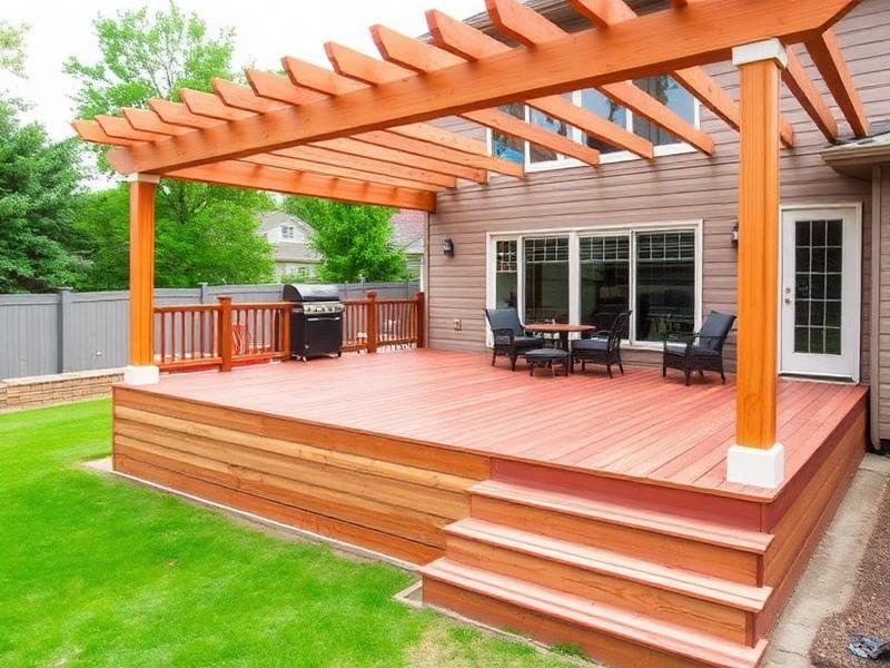 Outdoor deck with pergola